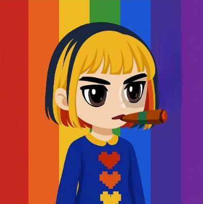 Blonde Anime Girl with Cigar